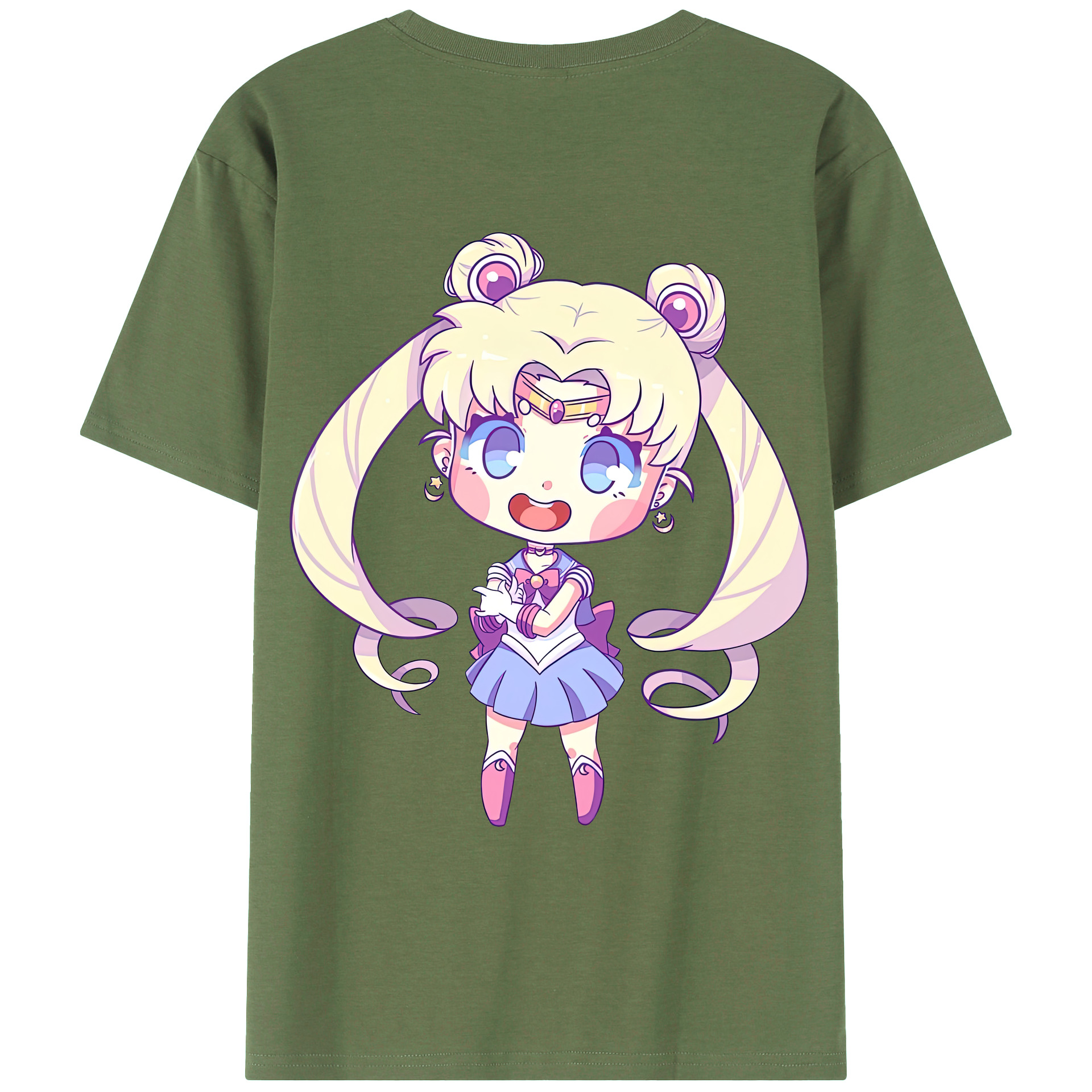（画像用） 美少女戦士セーラームーン 月野 うさぎ つきの うさぎ Sailor Moon Tsukino Usagi 綿100％ メンズ半袖Tシャツ（バックプリント） 通気性